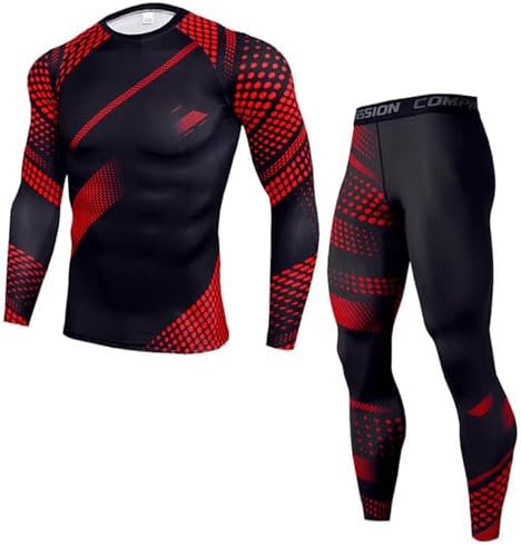OEBLD Men's Workout Compression Clothes Long Sleeve Compression Shirts and Pants Thermal Base Layer Set by OEBLD