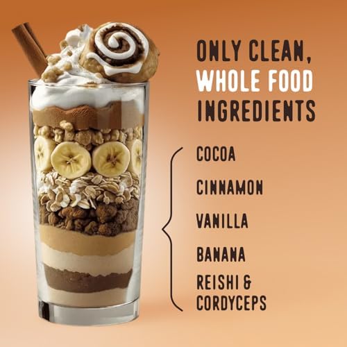 FlavCity All in One Protein Shake Powder, Cinnamon Roll - On the Go Meal Alternative + Collagen Peptides, Reishi & Cordyceps - Focus, Skin, Hair & Joint Support - 100% Grass Fed Whey, 20 Servings - Image 3
