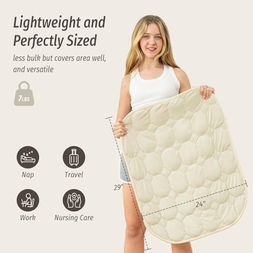 Wemore Weighted Lap Blanket 7lbs, 24"x29" Small Travel Blankets for Adults - Image 3