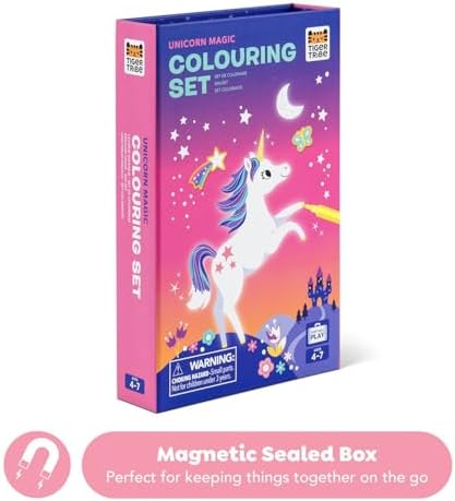 Tiger Tribe Coloring Set - Unicorns, Activity Set for Kids, incl. Stickers & Markers Portable Storage Box, Perfect for Travel, Great Gift - Image 2