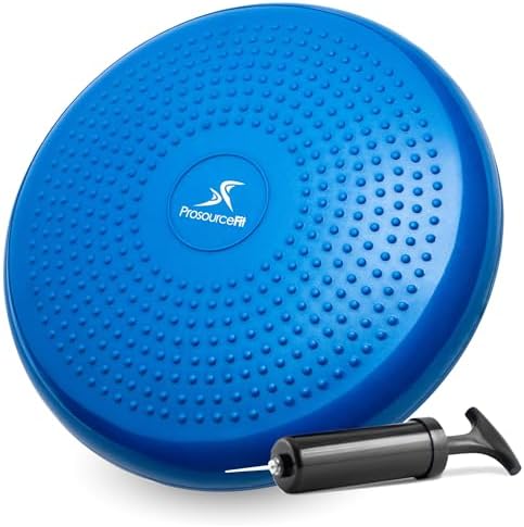ProsourceFit Core Balance Disc, Inflatable Wobble Cushion with Hand Pump, Dual-Textured Non-Slip Surface for Core, Balance, and Stability Training, 14-inch by PROSOURCE