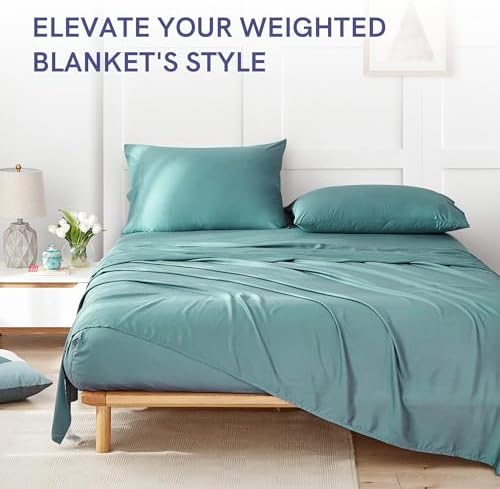 YnM Cooling 3-Side Zipper Duvet Cover for Weighted Blankets | Easy on, Easy Off Sea Grass, 48"x72" - Image 6