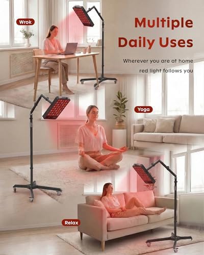 SOLRA Near Infrared Red Light Panel with Magnetic Mount and Floor Stand 660nm 850nm Dual Wavelength LED Wellness Lamp Zero EMF Black - Image 5