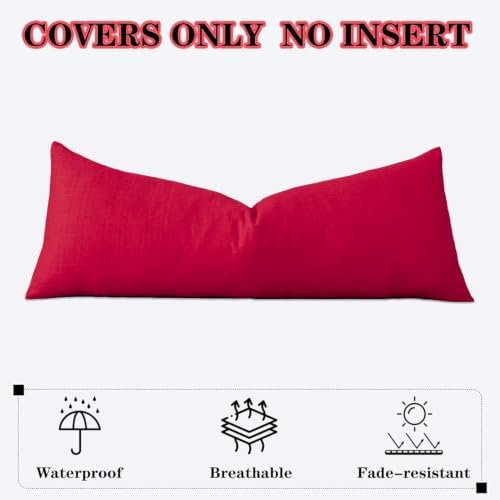 Kevin Textile Outdoor Waterproof 14”x36” Pillow Cover 1 Pack, Xmas Red - Image 7