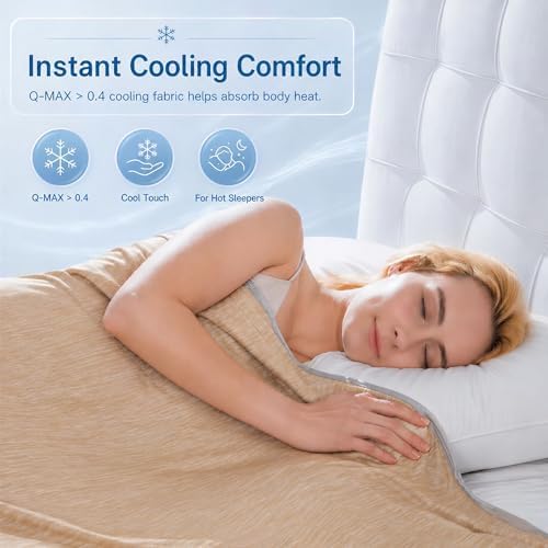 King Size Cooling Blanket for Hot Sleepers - Lightweight Breathable Cool Cold Blanket - Keep Cool for Night Sweats, Soft Thin Ice Blankets for Bed Couch Sofa, (Khaki, 90"x108") - Image 5