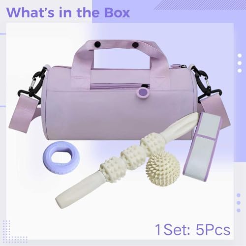 5 Pcs Mini Gym Bag Kit, Including Hand Grip, Roller Massage Stick, Workout Yoga Band & Spiky Ball, Sport Women Gym Bag, Portable Travel Accessories Set - Image 6