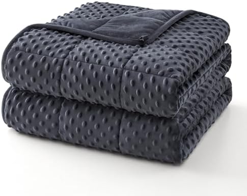 Topcee Weighted Blanket for Adults (12lbs 48"x72"), Minky Dots Heavy Blanket for 110-130lbs Sleeping, Soft, Cozy and Cooling Weighted Throw Blankets, Machine Washable, Grey by Topcee%E2%80%94ForYourGoodSleep