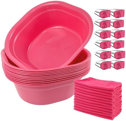 36-Piece Kids Foot Spa Kit For Girls With 12 Foot Tubs, 12 Pink Hand Towels And 12 Eye Masks For Sleepover Slumber Party Supplies (Rose) by CODOHI