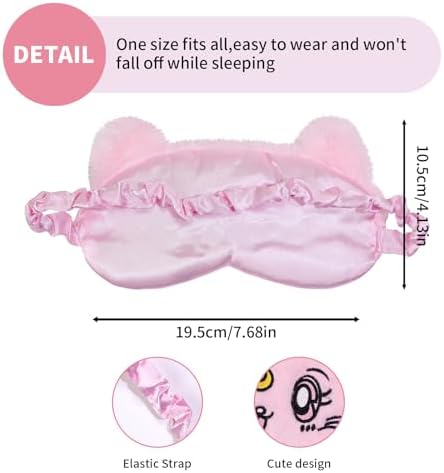 PERFECTSIGHT Sleep Eye Masks, Cute Cat Sleep Eye Cover Lightweight Adjustable Eyeshade Mask Cover for Women Men Sleep Travel Nap, Pink+White Kitty - Image 6