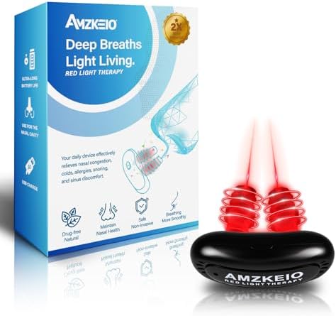 Red Light Therapy for Nose - LED Nasal Device for Sinus Relief & Dry Nose Comfort, USB Rechargeable Light Therapy for Nasal Support, Portable Design for Home, Office, and Travel Use by AMZKEIO