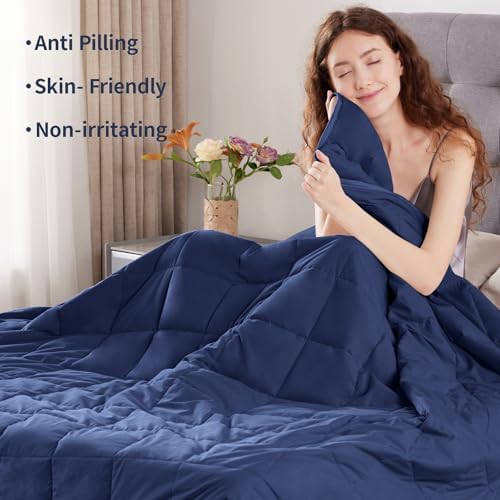 Weighted Blanket Twin Size (48"x72" 15lbs),Ultra Soft and Cozy Cooling Weighted Blanket Twin Size for Adult,Heavy Blanket with Machine Washable Soft Blanket, Blue - Image 2