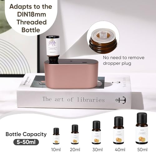 Lecdura Waterless Diffuser for Essential Oil, Battery Operated Scent Air Aromatherapy Diffuser, Mini Aroma Diffusers with 3 Intermittent Mist Modes, Cycle Start for Home Office Bedroom - Rose Gold - Image 5