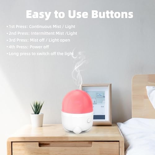 SEEDSEEL 150ML Battery Powered Essential Oil Diffuser, Built-in Rechargeable Battery, 7 Hours Run Time,Portable Cordless Aromatherapy Air Diffuser with 7 LED Color Changing Lights (White) - Image 6