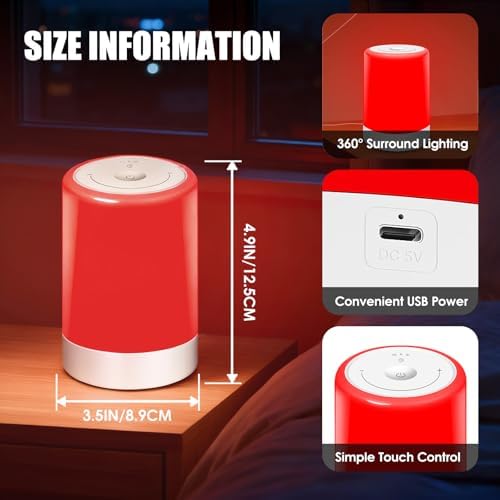 Red Light Therapy Sleep, Red Night Lights With 670nm Wavelength, Touch Control with 3 Distinct Color Modes, For Support Deep Relaxation and Improve Sleeping for Adult & Kid Bedroom, Gift - Image 6