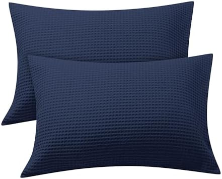 100% Egyptian Cotton 600 TC Waffle Weave Pillowcases King Size 2 Pack by ZaizaiHome