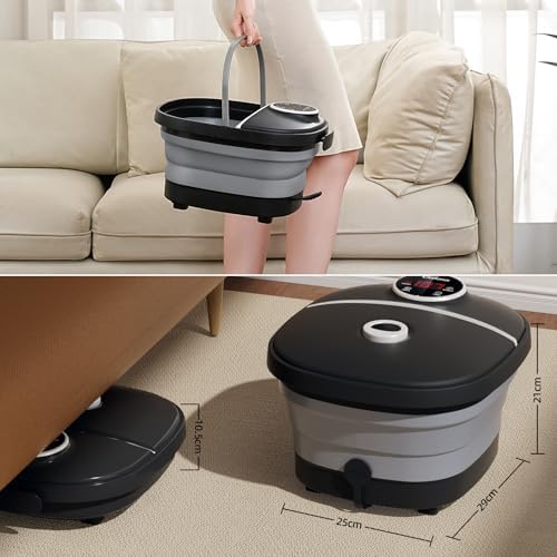 GEHONA Collapsible Foot Spa Bath with Heat, Foot Massager with Two Side Supports, Leakage Protector, Temperature Control, Bubbles, Red Light, Timer, Feet Soaker, Gifts (Deep Black) - Image 7