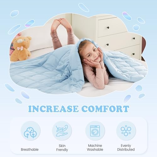 Weighted Blanket - 10 lbs Lightblue Heavy Blanket - Small Size Breathable Lap Blanket(50"x60", 10 lbs) - Image 5
