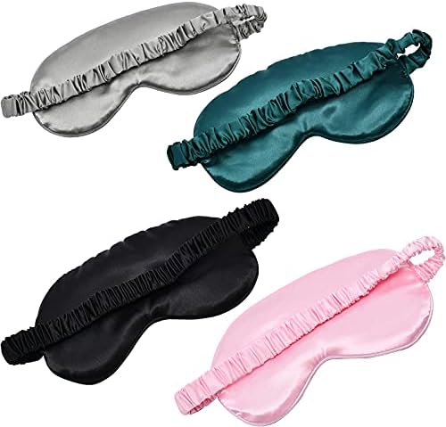 LERSVICVIL Sleep Mask 4 Pack Silk Eye Cover Soft Satin Blindfold Elastic Strap Night Eyeshade Travel Nap for Women Men - Image 2