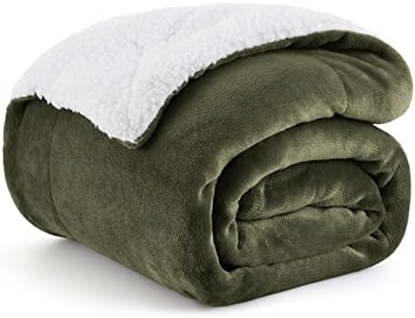 Bedsure GentleSoft Sherpa Fleece Throw Blanket for Couch, Non-Heated, Thick and Warm Throw for Women and Men, Soft Fuzzy Plush Blanket for Winter, Olive Green, 50x60 Inches by Unknown