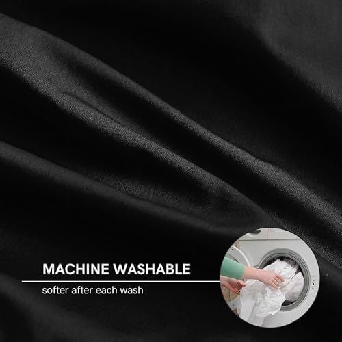 YnM Exclusive Cotton Duvet Cover for Weighted Blankets with 16 Strings (Black, 88"x104") - Image 4