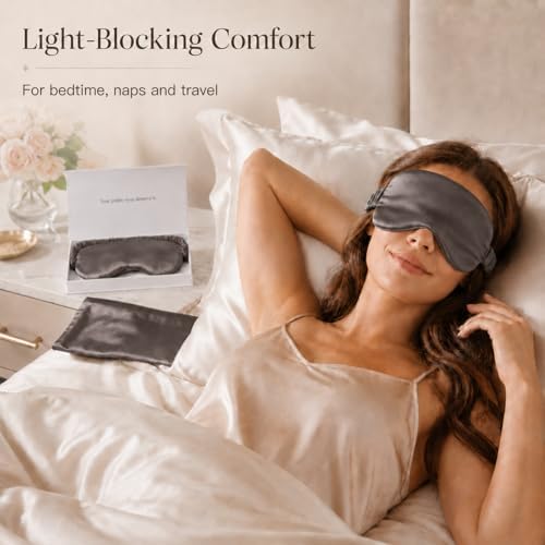 Silk Sleep Mask Light Blocking Luxury 100% Mulberry 19mm Silk Eye Mask Eye Cover Blindfold Ultra Soft Light & Comfy Anti Aging Skin Care with Travel Bag Gift Package - Image 6