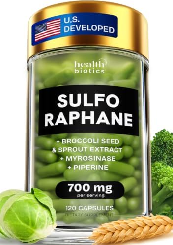 Liposomal Sulforaphane Supplement Organic Broccoli Sprouts, 700mg, 120 Caps by HealthBiotics
