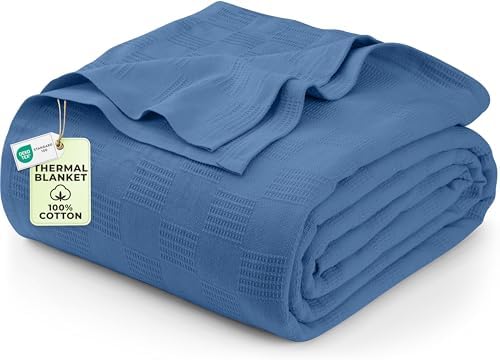 Utopia Bedding 100% Cotton Thermal Blanket Wedgewood King, 90x108 Inches by UTOPIABEDDING