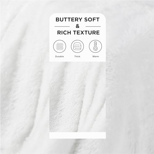 Bedsure Faux Fur Fluffy Fleece Sherpa Blanket Couch Throw White 50"x60" - Image 3