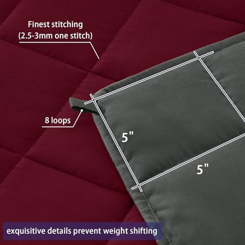 yescool Weighted Blanket for Adults (20 lbs, 88” x 104”, Red Grey) Cooling Heavy Blanket for Sleeping Perfect for 190-210 lbs, Queen Size Breathable Blanket with Premium Glass Bead, Machine Washable - Image 6