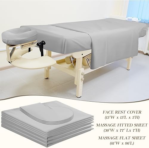 Mixweer 9 Pcs 3 Set Microfiber Massage Table Sheets Set Bulk Includes Flat Sheet, Fitted Sheet with Pocket, Face Rest Cover(Gray) - Image 2