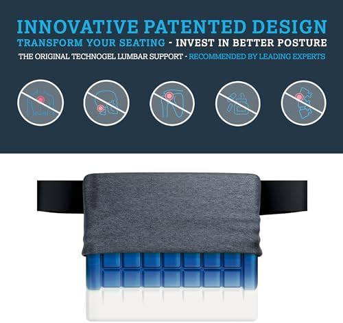 Technogel Lumbar Support Cushion for Car & Office Chair – Orthopedic Cooling Gel Back Support Pillow for Sciatica & Lower Back Pain Relief – Ergonomic Lumbar Pillow for Travel & Long Sitting Hours - Image 3