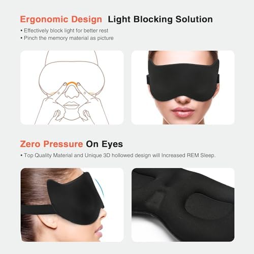 Cute Sleep Eye Mask for Kids, 3D Contoured Cup Sleeping Mask & Blindfold, Concave Molded Night Sleep Mask, Block Out Light, Soft Comfort Eye Shade Cover for Travel Yoga Nap,KD - Image 5