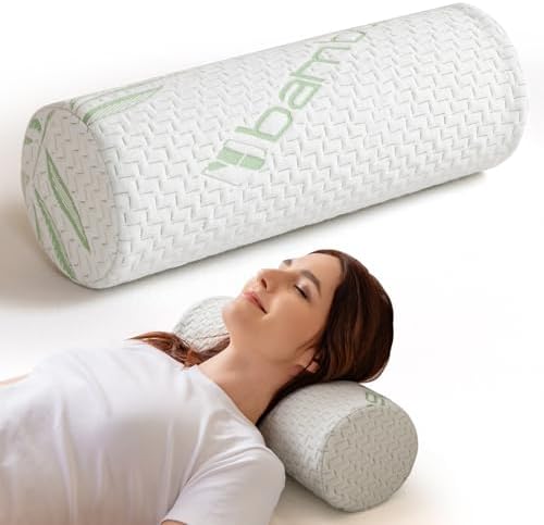 Neck Roll Pillow for Neck Pain Relief - High Resilience Foam Round Bolster Pillow for Cervical Support with Removable Washable Cover for Sleeping, Travel Legs Back Yoga (17X6 inch) by Unknown