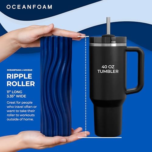 Oceanfoam x 4ocean Roller (Royal Blue) – Limited Edition Muscle Roller for Back Pain & Yoga - High Density Foam for Physical Therapy - Textured for Deep Tissue Massage - Image 5