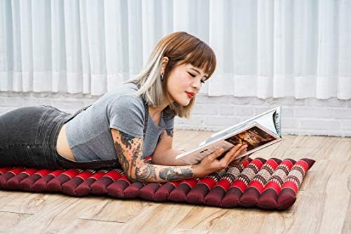 Leewadee - Foldable Floor Mattress - Japanese Roll Up Futon -Trifold Tatami Mat- Guest Floor Bed - Camping Mattress - Thai Massage Mat, Kapok Filled, 75 x 20 inches, Red - Image 5