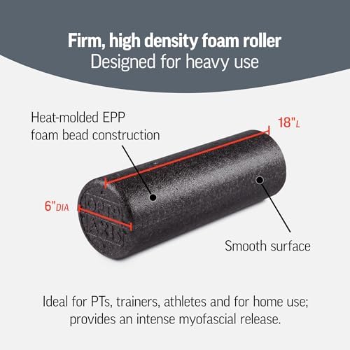 OPTP AXIS Firm Density Foam Roller – Round, Black, 18"L X 6" - Image 3