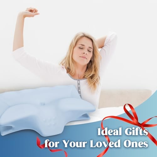 Cervical Pillow for Neck Pain Relief, Cooling Contour Memory Foam Pillows Support Odorless Ergonomic Neck Pillow Adjustable Orthopedic Bed Pillow for Side Back Stomach Sleeper with Pillowcase，Blue - Image 7