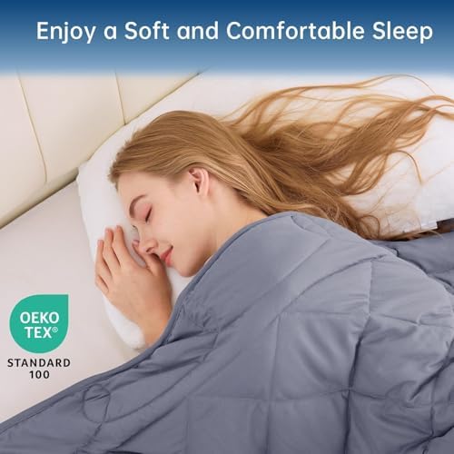 OMYSTYLE Weighted Blanket for Adults (15lbs, 48''x72'') - Twin Size Heavy Throw Blanket, Breathable and Cooling Microfiber Material with Premium Glass Bead for All Season Use, Machine Washable, Grey - Image 6