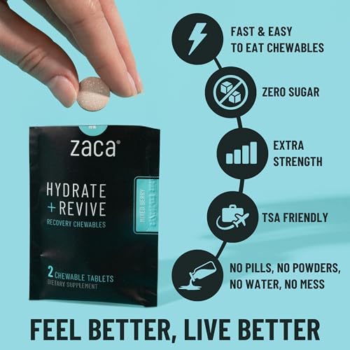 Zaca Recovery Chewable Supplement | Hydrate + Revive | 6 Packs = 12 Tablets - Image 2