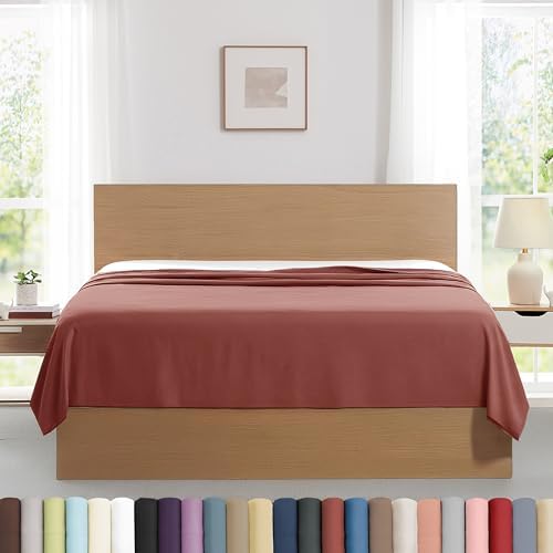 2 Pack Twin Size Flat Sheets Only Microfiber Marsala Terracotta Bed Sheets by SouthshoreFineLivingInc