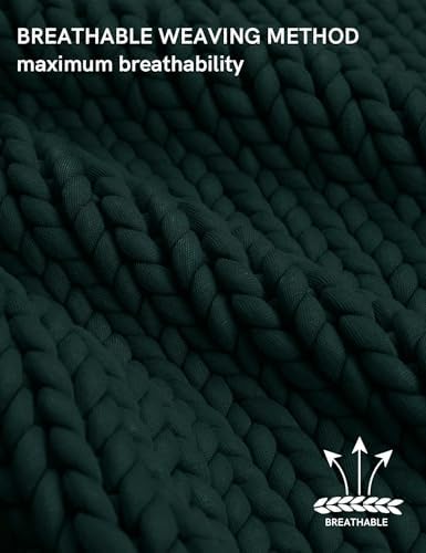 YnM Chunky Throw Blanket, Medium-Weight, Hand Knitted, Skin Friendly, Ventilated and Breathable, Machine Washable, Home Décor Piece for Couch, Sofa and Bed (Pacific Green, 50x70 Inch) - Image 4