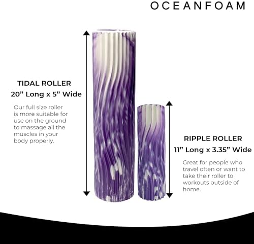 Oceanfoam Tidal Roller - Purple Marbled - Muscle Massage Foam Roller for Back Pain & Stretching - Firm and Ergonomic Wide Wave Textured - Yoga, Athletics, & Wellness - Full Size, 20" x 5" - Image 6