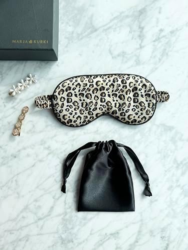[1 Pack] QSYW Sleep Masks, Satin Eye Mask for Sleeping - Silky Eye Masks Bulk with Storage Bag & Elastic Strap,Leopard - Image 2