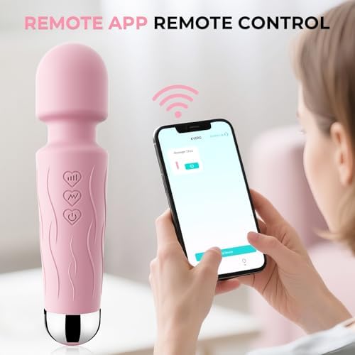 Kverg Handheld Personal Body Massager Wand with App – Waterproof, USB Rechargeable, 20 Vibration Patterns (Rose Pink) - Image 5