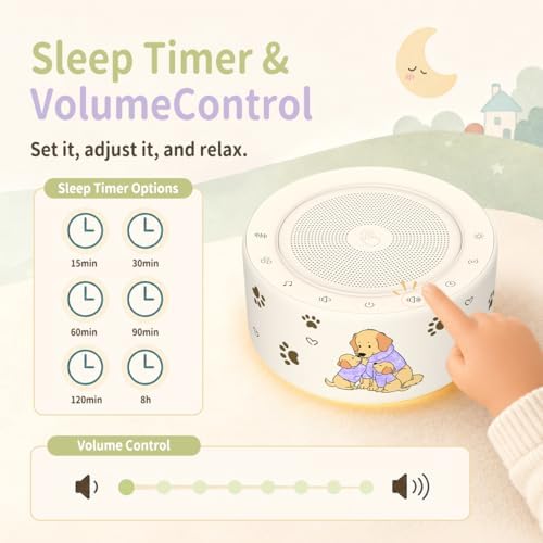 Kipcush White Noise Machine for Baby & Adults, Sleep Sound Machine with 30 Soothing Sounds, 8-Color Night Light, Memory Function, White Noise for Sleeping, Nursery, Office, Travel, Relaxation - Image 5