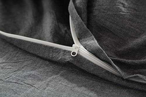 F.Y.Dreams 100% Washed Cotton Duvet Cover for Weighted Blanket 80x87 inches with 16 Ties, Zipper on Long Side/Grey/Just Duvet Cover - Image 3