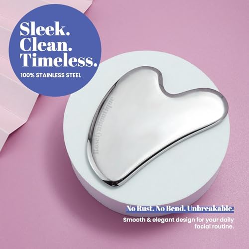 ROSELYNBOUTIQUE Stainless Steel Gua Sha Facial Massager Tool - Cooling Metal Face Sculpting Tool for Daily Skincare Routine, Durable & Easy to Clean - Image 2