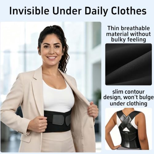 Posture Corrector for Women and Men Plus Size Full Back Support Brace Straightener Scoliosis Spine Upper Back Pain Relief Adjustable Shoulder Instant Posture Corrector with Hunchback (Black, XXX-Large) - Image 5