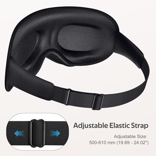Vynix® Sleep Mask for Men Women - 100% Blackout Eye Masks for Sleep - 3D Soft Sleeping Mask for Side Sleepers - Zero Pressure Lash Extensions Eye Cover Shade for Airplane Travel Essentials, Black - Image 6