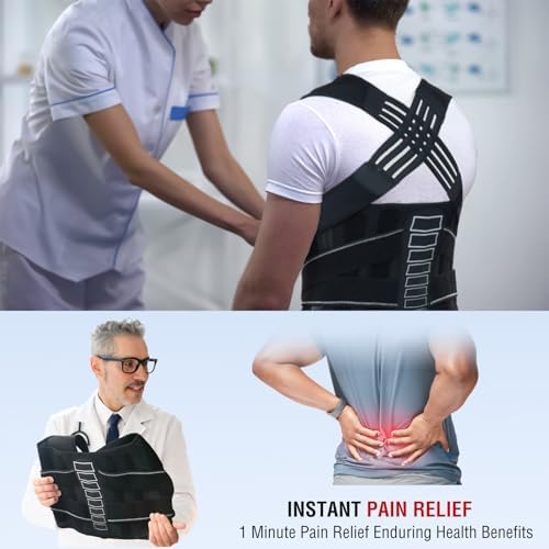 Back Brace Posture Corrector for Women and Men with Spine Vertical Alignment System, Lower Back Pain Relief, Back Straighter Instant Posture Corrector - Scoliosis (Black, Medium (Waist 32"-40")) - Image 3